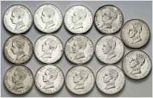 1905*1905. Alfonso XIII. SMV. 2 pesetas. (AC. 88). Lote de 14 monedas. Bastantes con brillo original. A examinar. EBC-/EBC+.