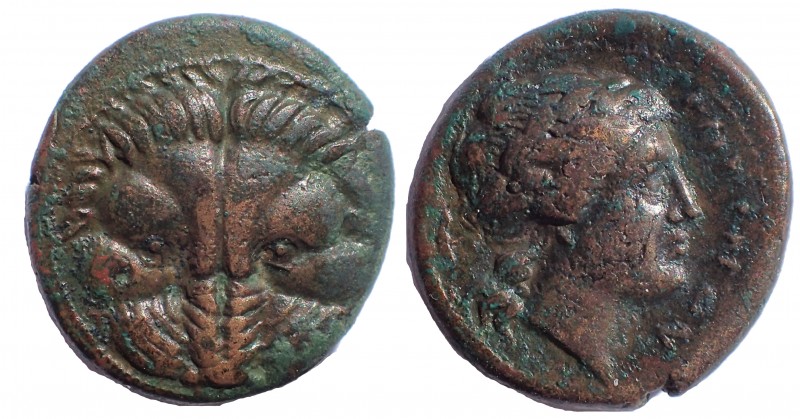 Bruttium, Rhegion. Circa 351-280 BC. Æ 20 mm. 7.8 gm. Obv: Lion-mask Rev: Laurea...