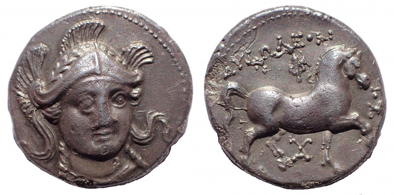 Paeonian Kingdom. Audoleon, c. 315-286 BC. AR Tetradrachm 22 mm, 12.4 gm. Obv: H...