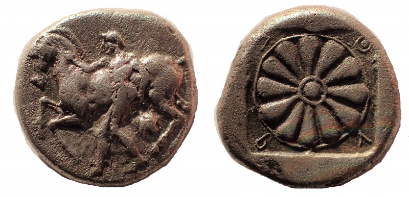 Ionia. Erythrai circa 480-450 BC. Ar Drachm 15mm. 4.7 gm. Obv: Erythros standing...