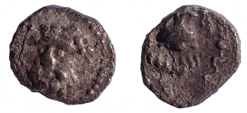 Cilicia, Isaura Palaia AR Hemiobol. Circa 333-322 BC. 7 mm. 0.3 gm. Obv: Head of...