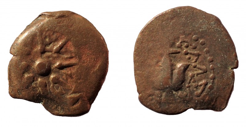 Judaea, Hasmoneans. Alexander Jannaeus. 103-76 BCE. Æ Prutah 13 mm. 1.6 gm. Obv:...