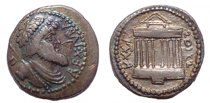 Kings of Numidia. Juba I. 60-46 BC. AR Denarius 20 mm. 3.6 gm. Utica mint. Obv: ...