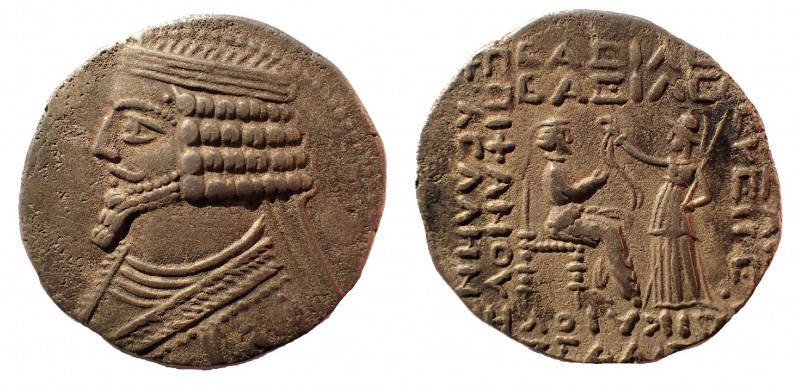 Kings of Parthia. Phraates IV. Circa 38-2 BC. AR Tetradrachm 28 mm. 10.3 gm. Sel...
