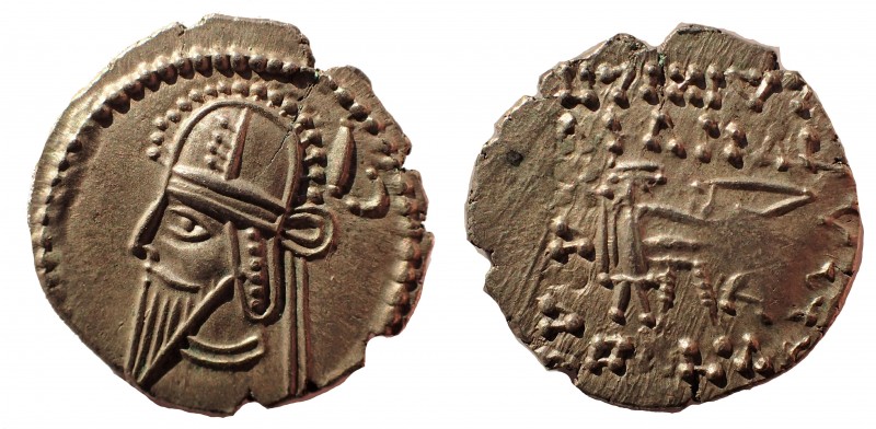 Kings of Parthia. Vologases VI. Circa AD 207/8-221/2. AR Drachm 19 mm. 3.0 gm. E...