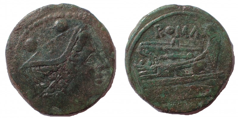 Anonymous (semilibral), Sextans, Rome, 217-215 BC; AE 29 mm. 24.2 gm. Obv: Head ...