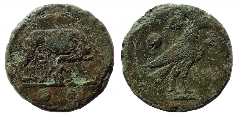 Anonymous. 217-215 BC. Æ Sextans 29 mm. 18.6 gm. Semilibral standard. Rome mint....