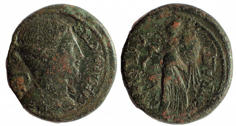 Julius Caesar, 45 BC. AE Dupondius, 27 mm. 13.4 gm. Rome mint; C. Clovius, prefe...