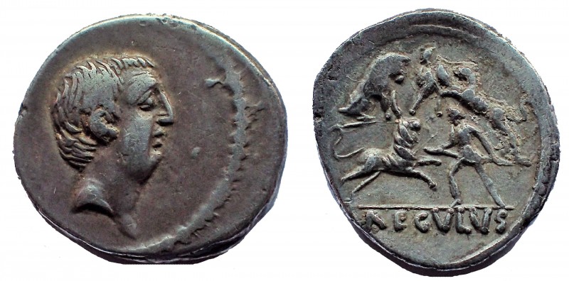 Moneyer issues of Imperatorial Rome. L. Livineius Regulus. 42 BC. AR Denarius 18...