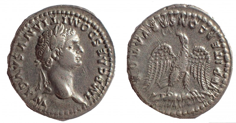 Domitian AR Denarius. Rome, AD 81-96. 20 mm. 3.4 gm. Obv: IMP CAES DOMITIANVS AV...