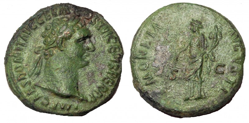 Domitian. 81-96 AD. Æ As 28 mm. 11.7 gm. Rome mint. Struck 92-94 AD. Obv: IMP CA...