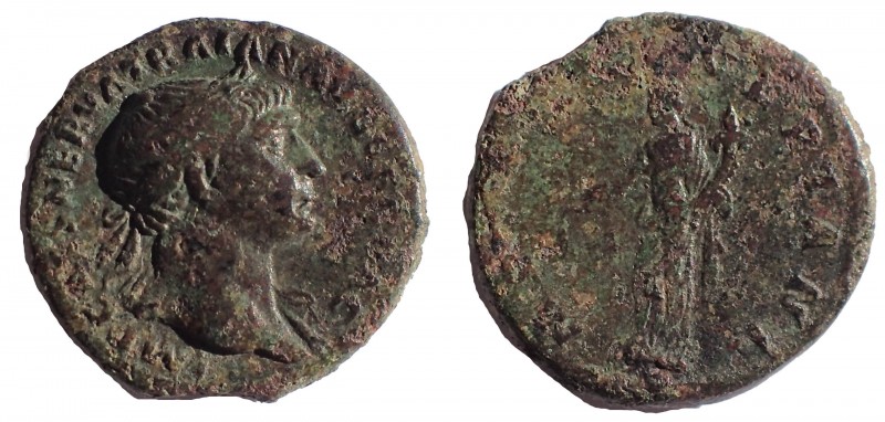 Trajan. 98-117 AD. Æ Quadrans 19 mm. 3.7 gm. Dalmatia mines. Obv: IMP CAES NERVA...
