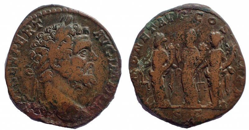 Septimius Severus (AD 193-211). AE sestertius 28 mm. 21.2 gm. Rome, AD 194-195. ...