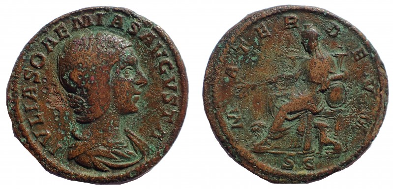 Julia Soaemias (AD 218-222). AE as 26 mm. 11.4 gm. Rome, AD 220-222. Obv: IVLIA ...