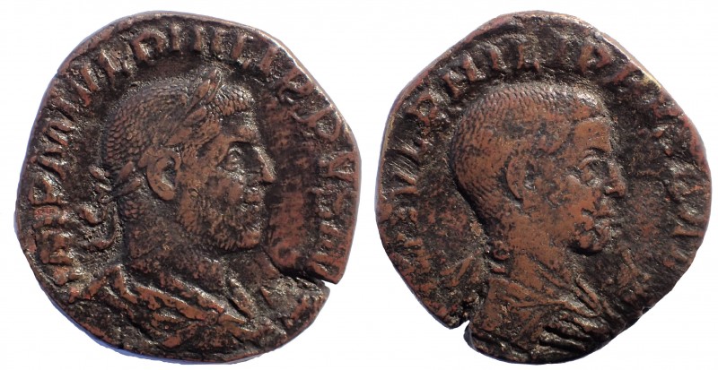 Philip I. AD 244-249. Æ Sestertius 28 mm. 22.4 gm. Rome mint, 2nd officina. 5th ...