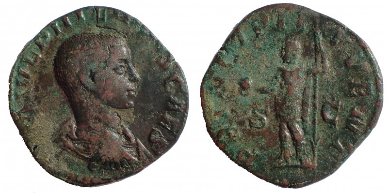 Philip II. As Caesar, AD 244-247. Æ Sestertius 28 mm, 19.4 gm. Rome mint, AD 246...
