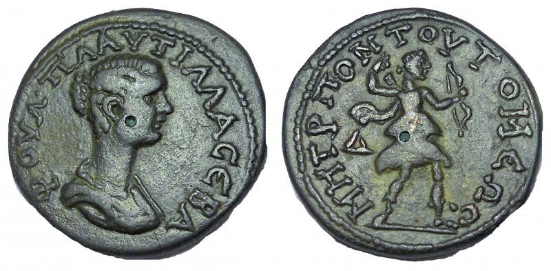 Plautilla, wife of Caracalla. Moesia Inferior, Tomis. AE 26 mm. 9.4 gm. Obv: Dra...