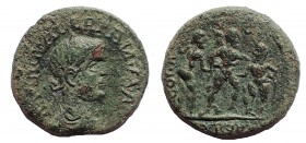 Troas. Alexandria. Valerian I (AD 253-260). Ae As. Silenus dance. Rare.