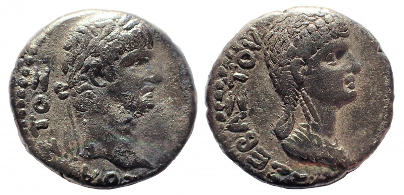 Seleucis & Piera. Antioch. Nero with Poppaea (54-68). Ar Drachm. 16 mm. 3.3 gm. ...