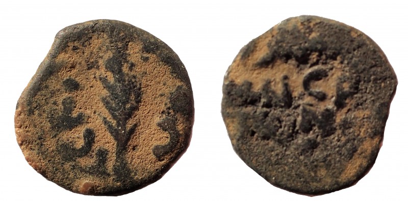 Judaea, Procurators. Porcius Festus. 59-62 CE. Æ Prutah 15 mm. 1.5 gm. Jerusalem...