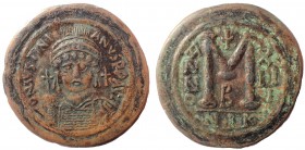 Justinian I, 1 August 527 – 14 November 565 Follis circa 539-540 (year 13), Æ 43 mm