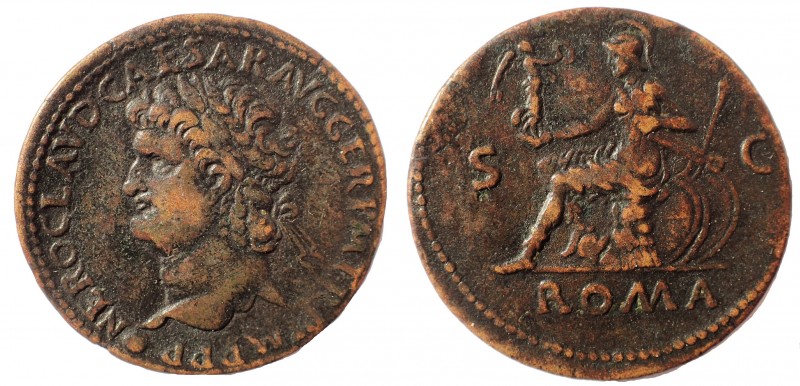 Nero. AD 54-68. Æ “Sestertius” 35 mm. 21.5 gm. Paduan type, after Giovanni da Ca...