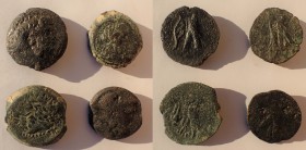 Ptolemaic Kings of Egypt. Lot of four bronze late issues, including Ptolemy X and Cleopatra VII.