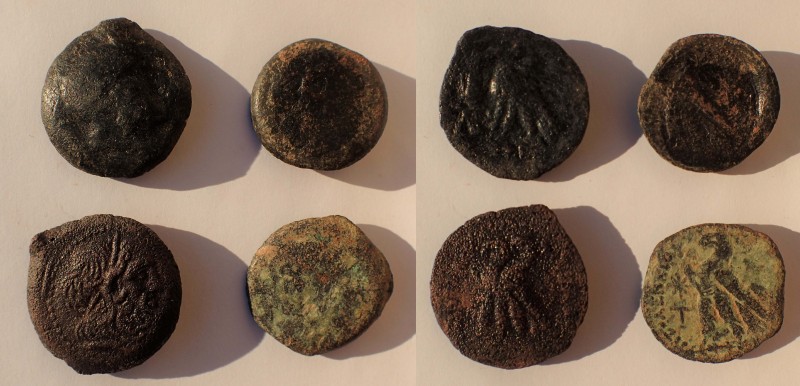 Ptolemaic Kings of Egypt. Lot of four bronze late issues, including Ptolemy IX a...