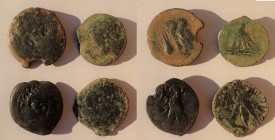 Ptolemaic Kings of Egypt. Lot of four bronze late issues, including Ptolemy X and Cleopatra VII.