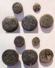 Ptolemaic Kings of Egypt. Lot of five bronze late issues, including Ptolemy II, III and X.