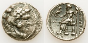 MACEDONIAN KINGDOM. Alexander III the Great (336-323 BC). AR tetradrachm (26mm, 16.58 gm, 10h). Choice VF, porosity. Posthumous issue of Tyre, dated R...
