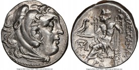 MACEDONIAN KINGDOM. Alexander III the Great (336-323 BC). AR drachm (19mm, 12h). NGC AU, flan flaw. Posthumous of Chios, ca. 290-275 BC. Head of Herac...