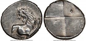 THRACE. Chersonesus. 4th century BC. AR hemidrachm (15mm). NGC Choice XF. Ca. 400-350 BC. Forepart of lion right, head reverted / Quadripartite incuse...