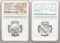 ATTICA. Athens. Ca. 440-404 BC. AR tetradrachm (26mm, 17.21 gm, 10h). NGC MS 5/5 - 4/5. Mid-mass coinage issue. Head of Athena right, wearing crested ...