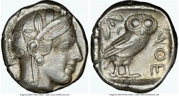 ATTICA. Athens. Ca. 440-404 BC. AR tetradrachm (24mm, 17.18 gm, 6h). NGC AU 5/5 - 4/5. Mid-mass coinage issue. Head of Athena right, wearing crested A...
