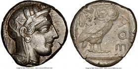ATTICA. Athens. Ca. 440-404 BC. AR tetradrachm (24mm, 17.17 gm, 3h). NGC AU 5/5 - 2/5. Mid-mass coinage issue. Head of Athena right, wearing crested A...