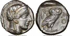 ATTICA. Athens. Ca. 440-404 BC. AR tetradrachm (24mm, 17.17 gm, 2h). NGC AU 5/5 - 2/5, brushed. Mid-mass coinage issue. Head of Athena right, wearing ...