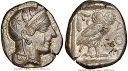 ATTICA. Athens. Ca. 440-404 BC. AR tetradrachm (25mm, 17.16 gm, 1h). NGC Choice XF 5/5 - 3/5. Mid-mass coinage issue. Head of Athena right, wearing cr...