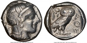 ATTICA. Athens. Ca. 440-404 BC. AR tetradrachm (25mm, 17.14 gm, 1h). NGC Choice XF 5/5 - 3/5. Mid-mass coinage issue. Head of Athena right, wearing cr...