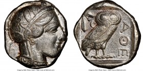 ATTICA. Athens. Ca. 440-404 BC. AR tetradrachm (24mm, 17.17 gm, 7h). NGC XF 4/5 - 4/5. Mid-mass coinage issue. Head of Athena right, wearing crested A...
