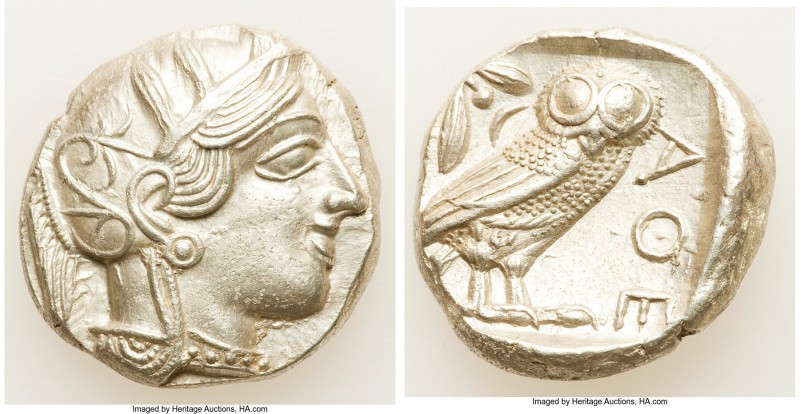 ATTICA. Athens. Ca. 440-404 BC. AR tetradrachm (25mm, 17.15 gm, 10h). AU. Mid-ma...