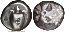 SARONIC ISLANDS. Aegina. Ca. 525-480 BC. AR stater (18mm). NGC VG, punch mark, countermarks, scratches. Sea turtle, viewed from above, head turned sid...