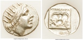CARIAN ISLANDS. Rhodes. Ca. 88-84 BC. AR drachm (15mm, 2.41 gm, 12h). XF. Plinthophoric standard, Nicephorus, magistrate. Radiate head of Helios right...
