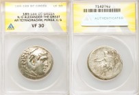 PAMPHYLIA. Perga. Ca. 221-189 BC. AR tetradrachm (31mm, 12h). ANACS VF 30, countermark. Late posthumous issue in the name and types of Alexander III o...