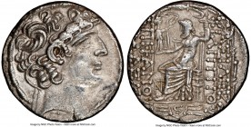 SELEUCID KINGDOM. Philip I Philadelphus (ca. 95/4-76/5 BC). AR tetradrachm (28mm, 1h). NGC XF. Posthumous issue of Antioch on the Orontes under Roman ...