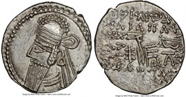 PARTHIAN KINGDOM. Vologases IV (ca. AD 147-191). AR drachm (21mm, 3.65 gm, 12h). NGC MS 4/5 - 3/5, brushed. Ecbatana. Bust of Vologases IV left with t...