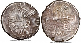 L. Antestius Gragulus (136 BC). AR denarius (20mm, 3.93 gm, 8h). NGC Choice XF 3/5 - 3/5. Rome. GRAG, head of Roma right, wearing pendant earring, nec...