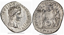 Augustus (27 BC-AD 14). AR denarius (20mm, 3.50 gm, 1h). NGC AU 4/5 - 2/5. Lugdunum, 2 BC-AD 4. CAESAR AVGVSTVS-DIVI F PATER PATRIAE, laureate head of...