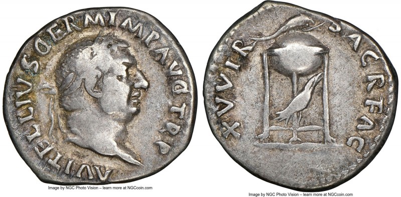 Vitellius (AD 69). AR denarius (20mm, 3.45 gm, 6h). NGC VF 5/5 - 4/5. Rome, late...