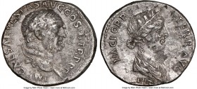 Vespasian (AD 69-79). AR denarius (18mm, 3.08 gm, 6h). NGC AU 5/5 - 2/5. Ephesus, AD 71. IMP CAESAR VESPAS AVG COS III TR P P P, laureate head of Vesp...